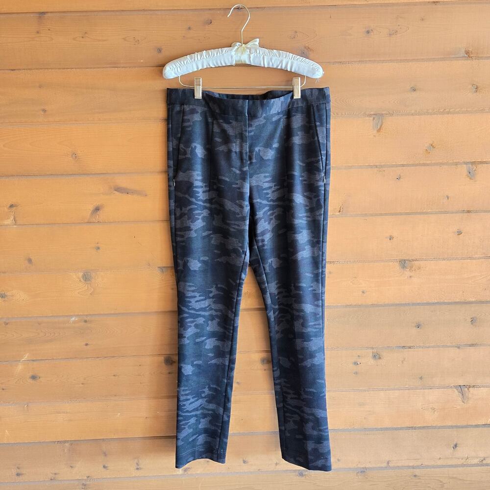 Soft Surroundings Willow Camo Pants Straight Leg 10 Ponte Knit Work Trouser - Picture 2 of 6